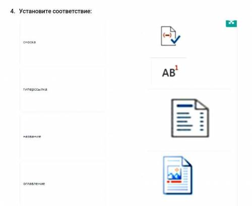 Установите соответствие. сноска, гиперсслыка