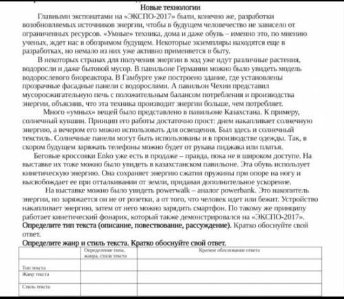 Краткое обоснование ответаТип текстаЖанр текстаСтиль текста