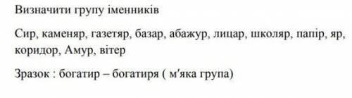 Визначити групу іменників