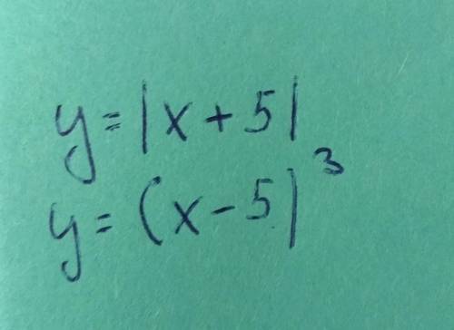 1) y = x+5 по модулю2) y = (x-5)в третьей степени 