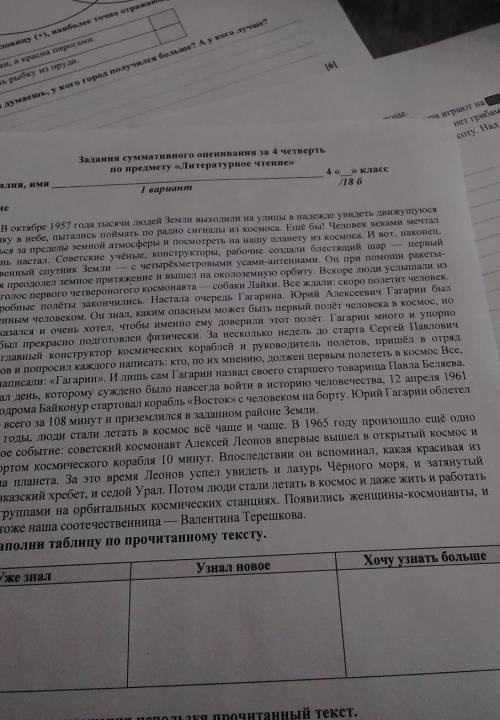 Заполни таблицу по прочитанному тексту