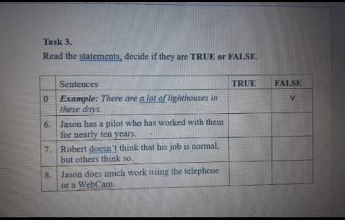 Read the statements , desire if they are true or false 