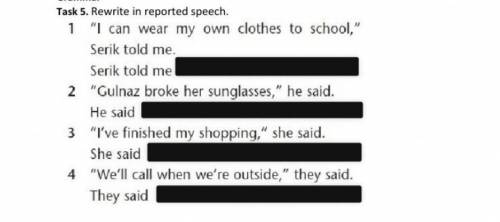 Rewrite in reported speech 