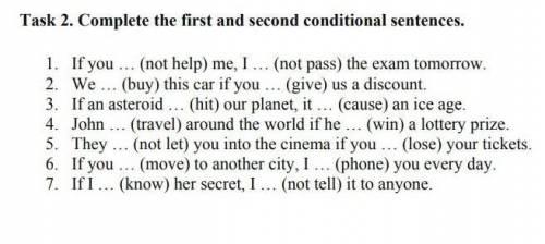Task 2 . Complete the first and second conditional sentences это соч 