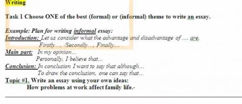 Write an essay using your own ideas: How problems at work affect family life.-