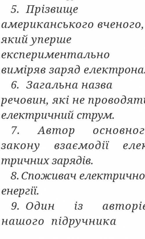 Кросворд з фізики 8 клас 