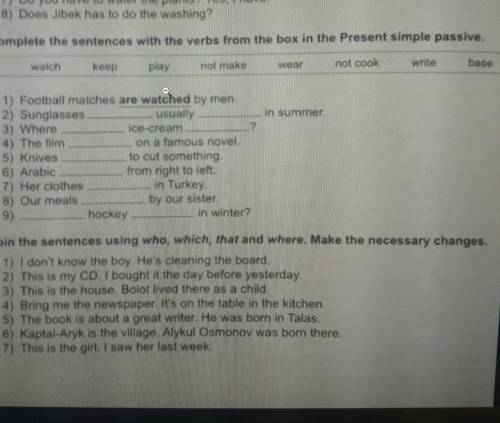 Complete The sentences with the words From the Box in the Present Simple passive
