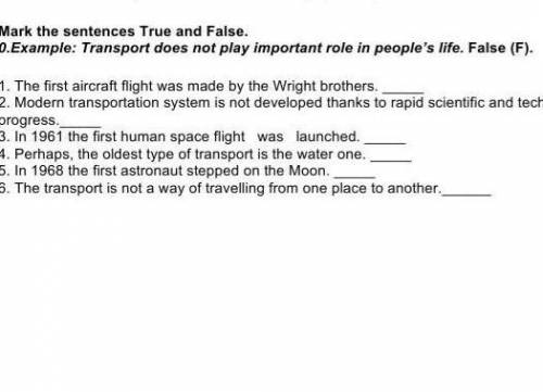 Mark the sentences True and False. 0.Example: Transport does not play an important role in people's