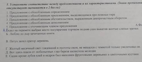 Установите соответствие между предложениями и их 