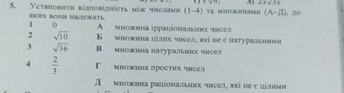 Установити відповідність між числами