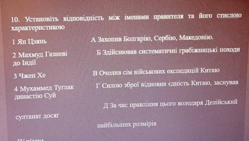 Установіть відповідність між іменами правителя та його стислою характеристикою