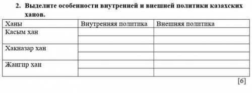 2. Выделите особенности внутренней и внешней политики казахских ханов. 