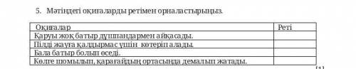 Мәтіндегі оқигаларды ретімен орналастырыңыз