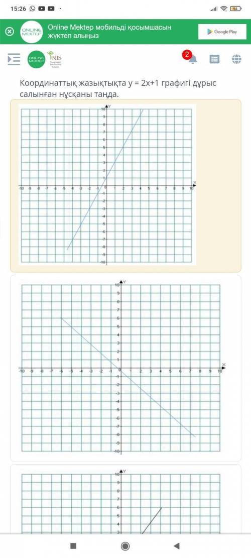 Координаталык жазыктыкта y = 2x + 1