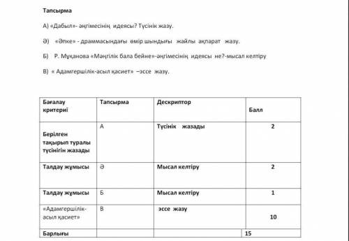 А дебиет тжб Сосын мынау сурактар А) Ә) Б) В) ​