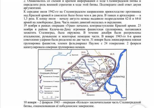 Ознакомьтесь со схемой и краткой информацией о ходе Сталинградской битвы и определите роль военной с