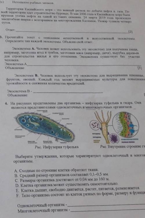 естествознания 4четверть СОЧ