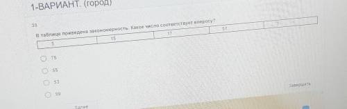 В таблице приведена закономерност, какое число соответствует вопросу? 511757555,99ЗавершитьДалее​