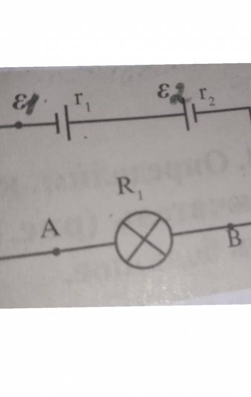 Определите потребляемую мощность лампочки если e1=5В , r1=2 Ом , e2=1В , r2=1Ом , R1=17 Ом