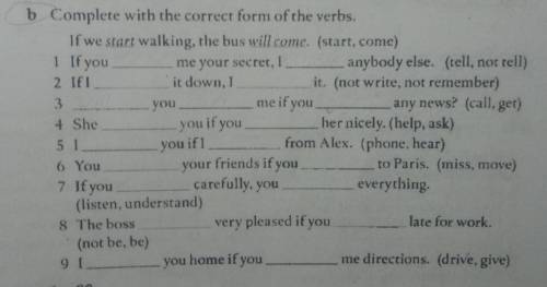 ) b Complete with the correct form of the verbs.​