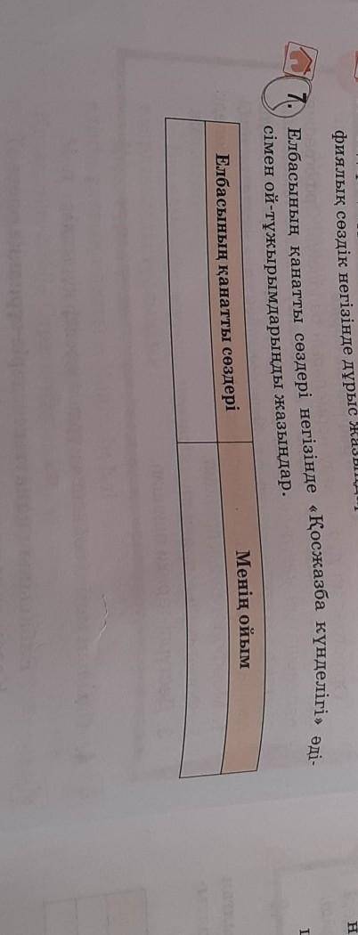 Қанатты сөздер : Болашақ- білімді жастар қолында. Қазір бой салыстыратын заман емес, ой салыстыратын