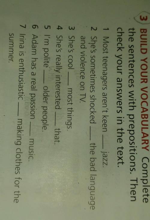 Complete the sentences with prepositions.Then check your answers in the text.