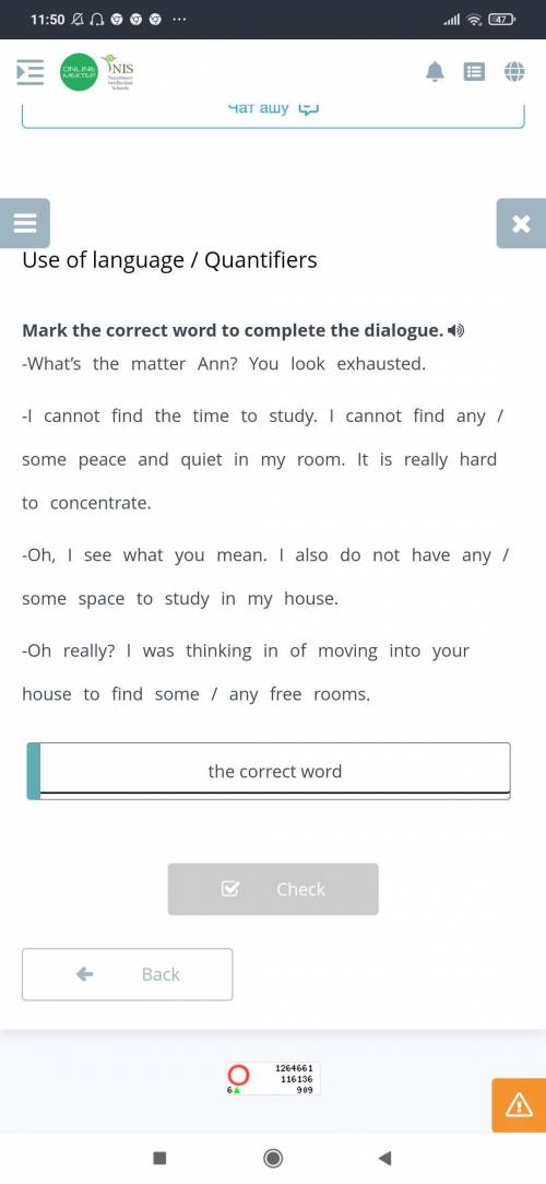 Mark the correct word to complete