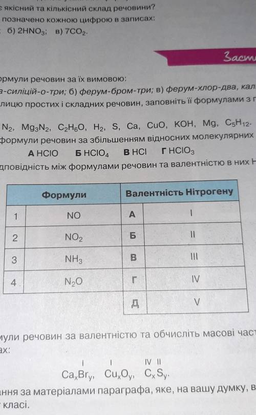 Установіть відповідність між формулами речовин та валентністю в них Нітрогену