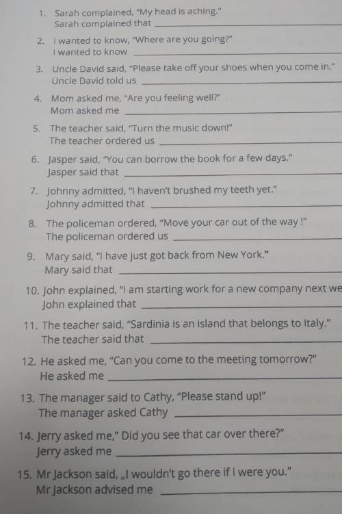Change the sentences in reported speech.