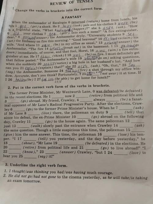 2.Put in the correct verb form of the verbs in brackets help me please