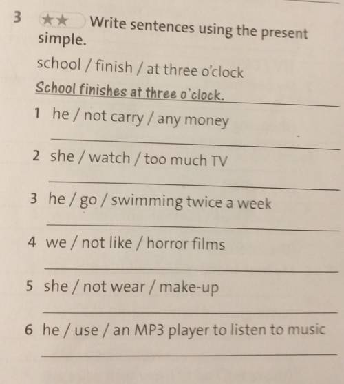 Write sentences using the present simple