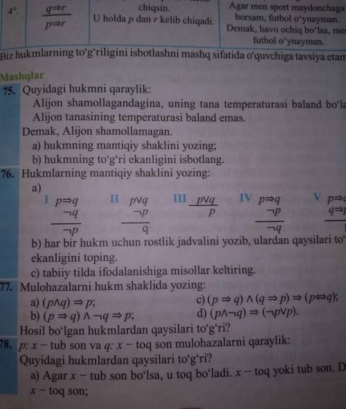 10 sinf matematikafan misolar