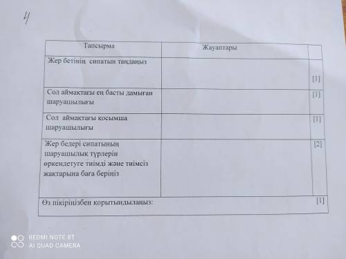 В зависимости от характера местности в вашем районе выберите и заполните таблицу заданными задачами.