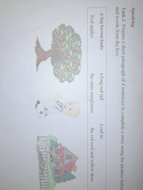 Speaking Task 2. Prepare a short paragraph of 4 sentences to complete a story using the pictures bel
