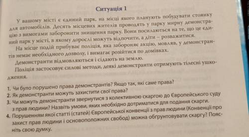 1. Чи було прушено права демонстантів? Які саме?2.3.4.