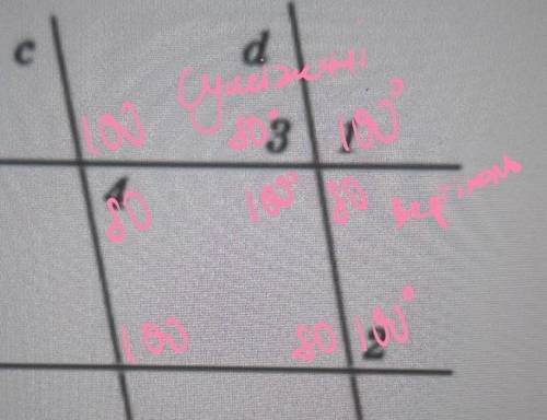 На картинке a || b, c || d, <1=100°. Найди <2,<3,<4.