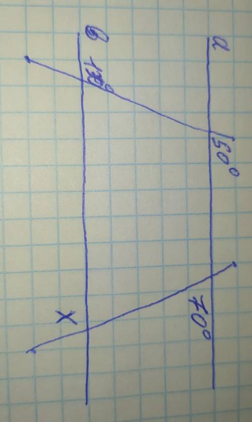 Найти градусную меру угла хтам, где косо написал - 130°.