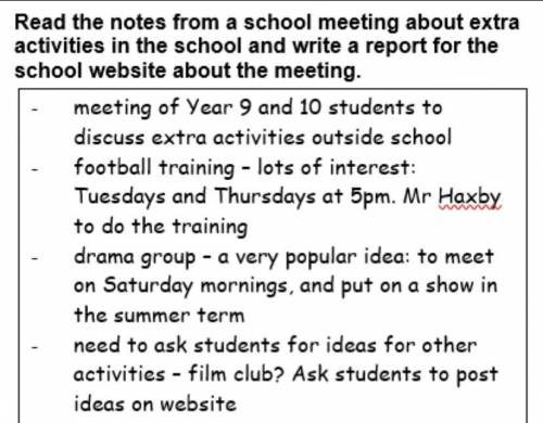 -include the aims of the report -say what activities were discussed,and what was decided about each