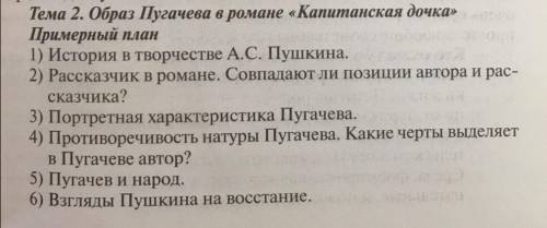 Чояинение по капитанской дочке по плану