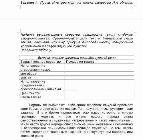 Прочитайте фрагмент из текста философа И.А. Ильина. Найдите выразительные средства, придающие тексту