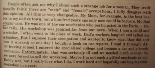 Answer the questions. 1 What job did Ana do?2 Why did she give up this job?3 Why did she buy a book