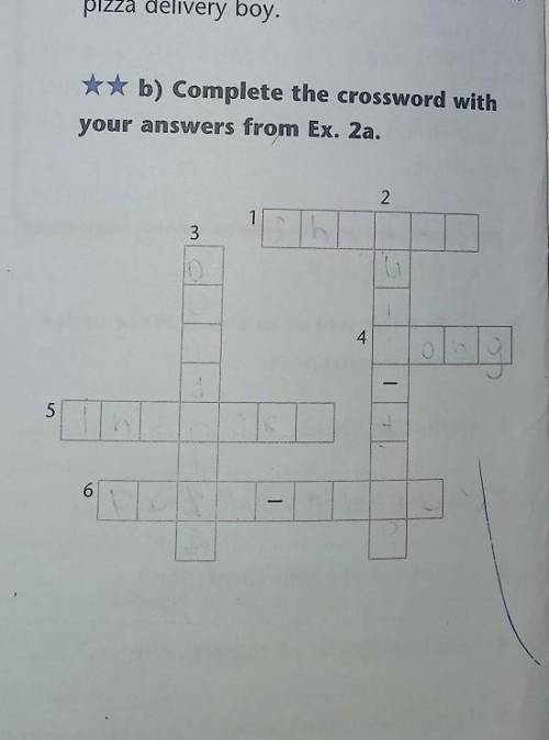 ** b) Complete the crossword with your answers from Ex. 2a. 2 1 3 0 4 O - 5 - 6 - - мне нужно