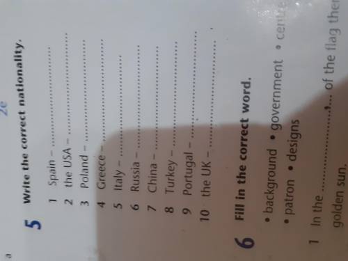 Write the correct nationality. 1. Spain- 2. The USA-