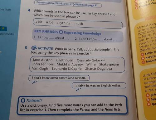 5) work in pairs. talk about the people in the box using the key phrases in exercise 4.