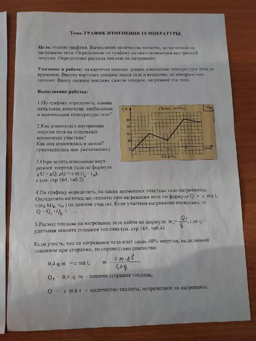 Тема график изменения температуры выполнить этот лист выполнение работы