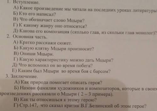 СОЧИНЕНИЕ О МЦЫРИ, по плану!