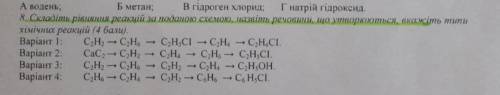 Складіть рівняння реакцій за прданою схемою ,перший варіант