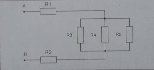 Решите . R1 = 7 ОmR2 = 3 OmR3 = 20 OmR4 = 30 OmR5 = 60 OmUab = 40 ВНайти все сопротивления, токи, на