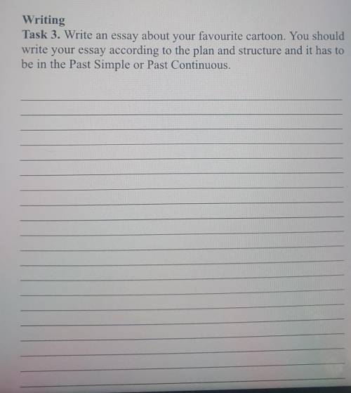 Writing Task 3. Write an essay about your favourite cartoon. You should write your essay according t