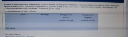 Нужна с конфликтологией, нужно составить таблицу